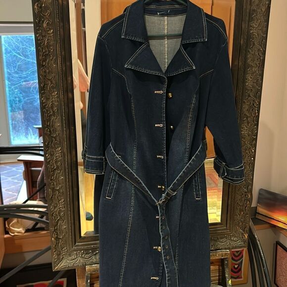 No Brand Plus size Dress 3/4 sleeve stretch denim button down belt pockets 1X - Picture 15 of 17